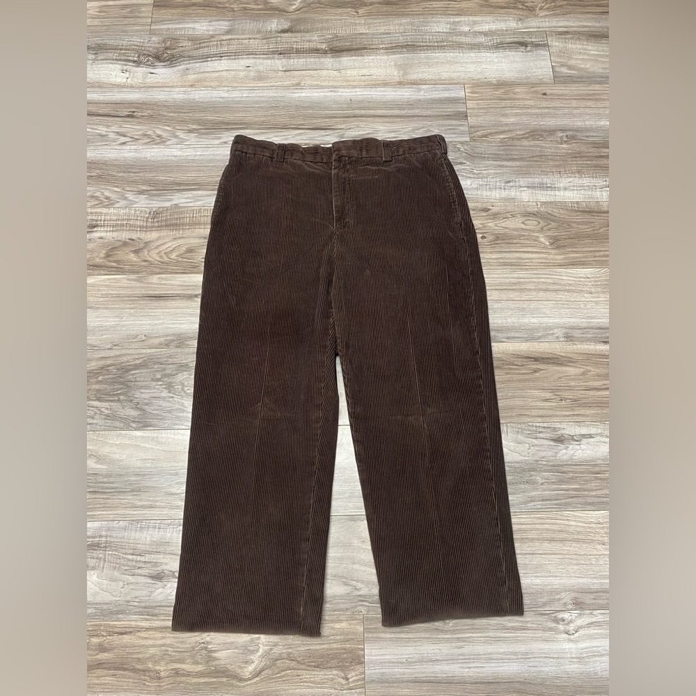 LL Bean Corduroy Pants Mens 36 X 29 Brown Classic Fit Thick Chino Heavy Retro